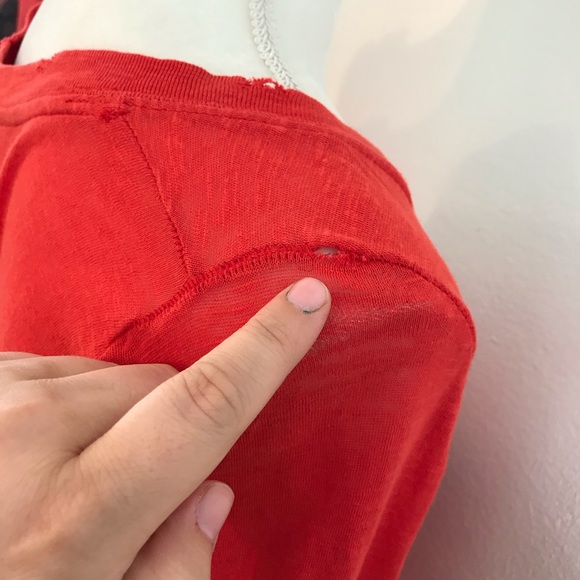 Free People We the Free Destructed Long Sleeve V-Neck Top Small - Picture 12 of 15